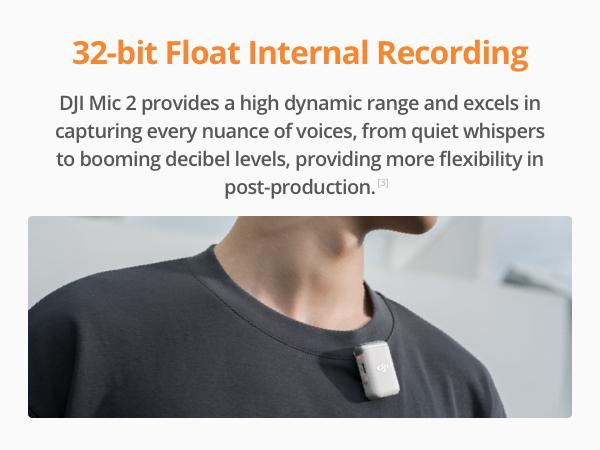 DJI Mic 2 Clip On Cordless Mics with High-Quality Audios for iPhone, Camera, Android, Ultralight Design, Adaptive Gain, Intelligent Noise Cancelling, Dual Band Anti-Interference, 32-bit Float Internal Recording, Vlog, Livestream, Clip On Mic