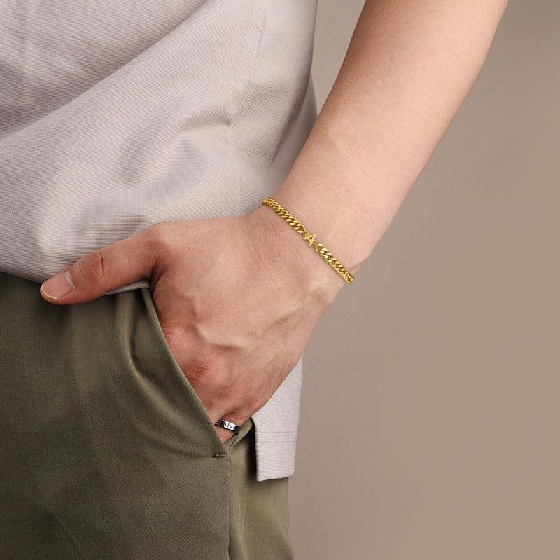 26 initials bracelet golden stainless steel bracelet men and women daily wear gift