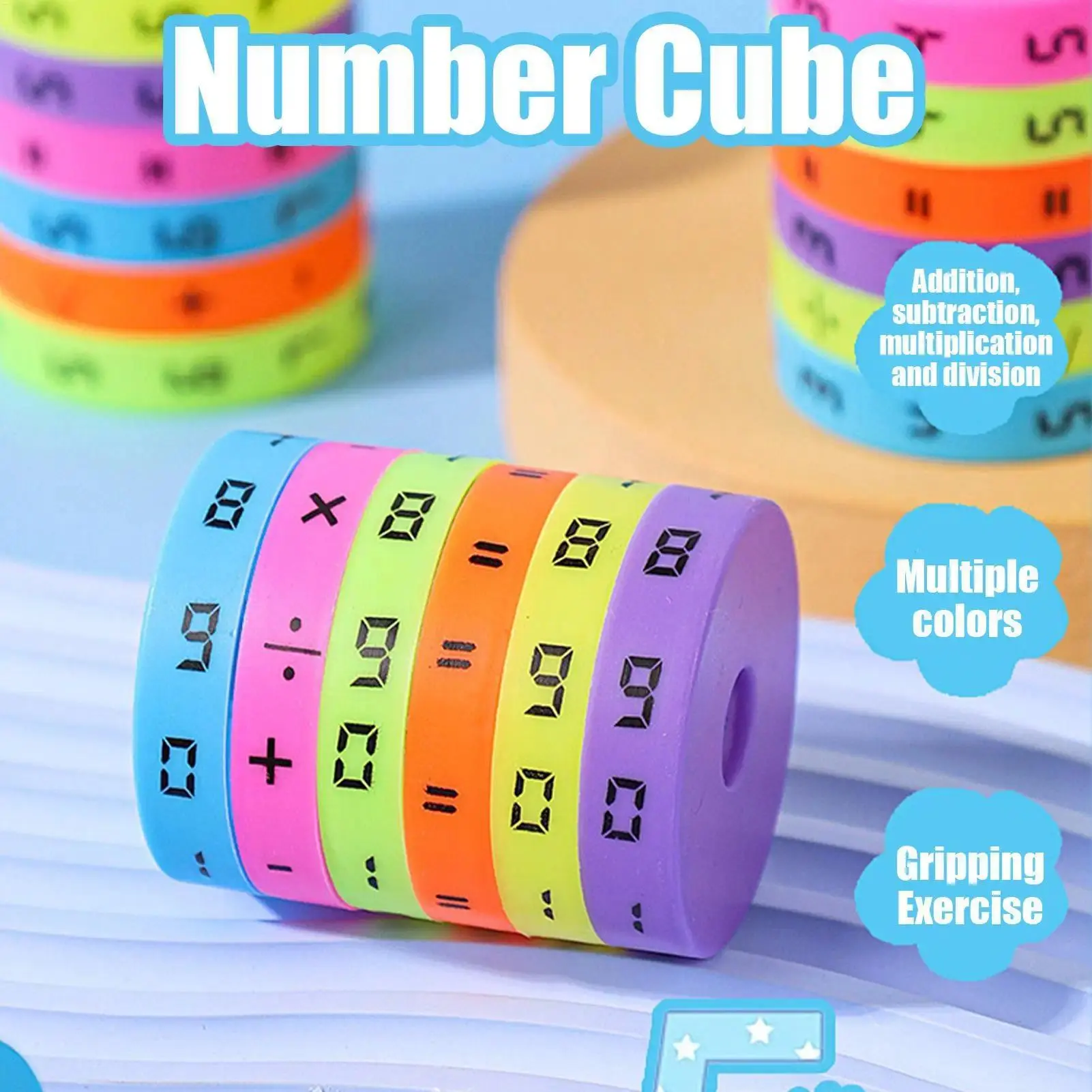Montessori Magic Cylinder Math Numbers Cube Toy, Safe Plastic Arithmetic Fun Game for Kids' Educational Learning