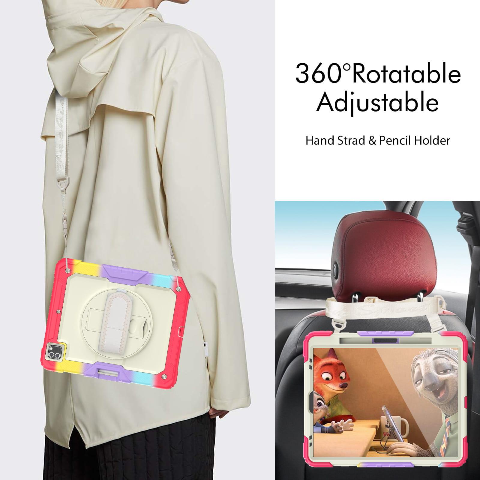 Shockproof Tablet Case with Adjustable Shoulder Strap & 360° Rotating Handle, Anti-drop Protective Sleeve for iPad Pro 12.9