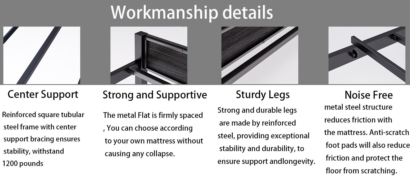 CollaredEagle Twin/Full Bed Frame with Charging Station, LED Light Metal Bed Frame with Wooden Headboard, No Box Spring Required, No Noise, Easy Assembly, Rustic Brown. Platform Bedframe