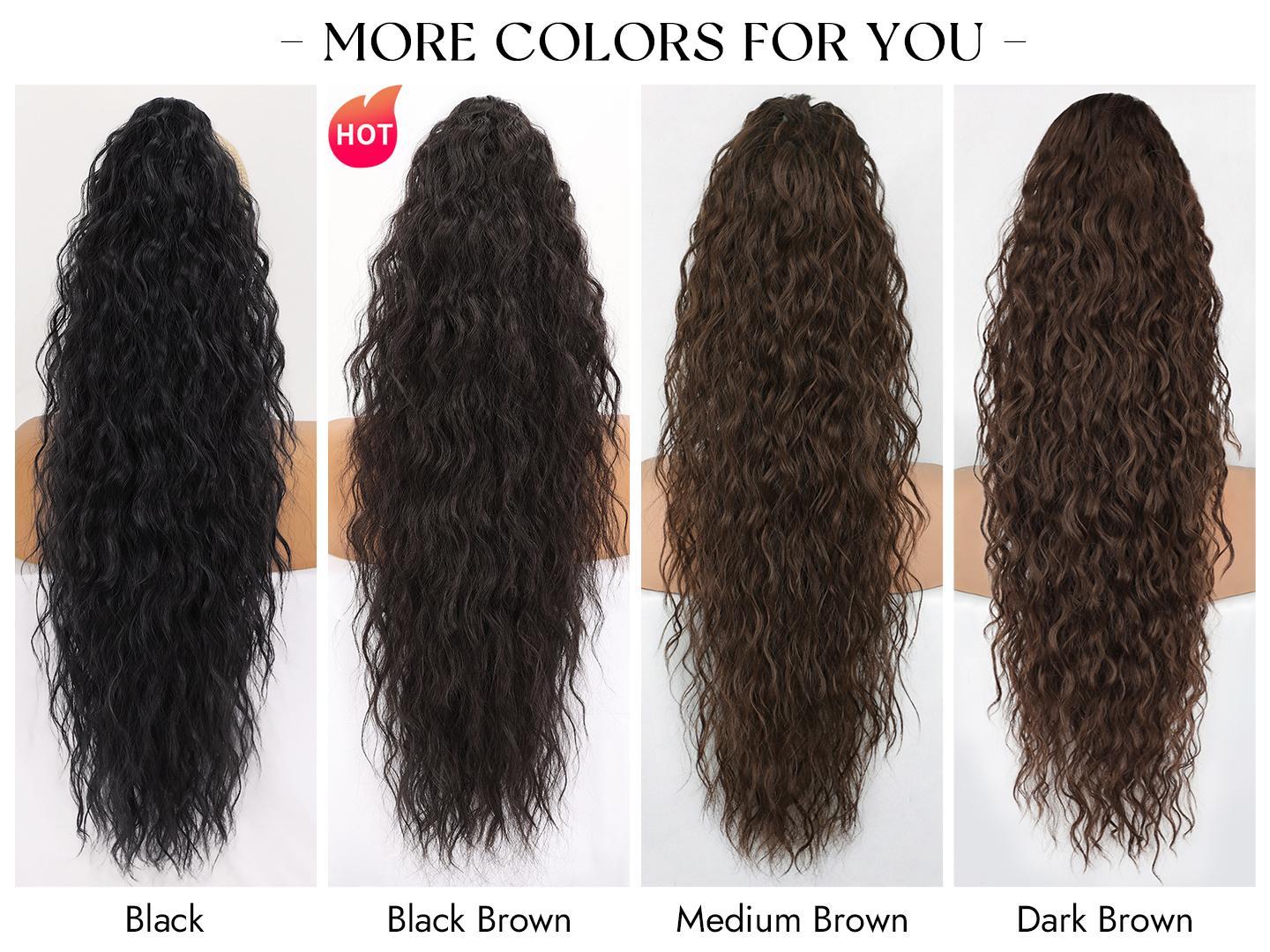 [kookastyle] Ponytail Extension Claw 30" Curly Pony Tail Clip in Claw Hair Extensions Fluffy Natural Looking Synthetic Hairpiece for Women