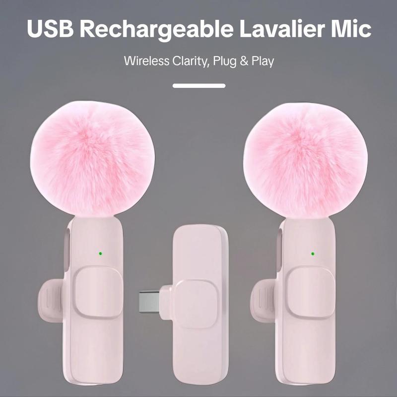 Professional Wireless Lavalier Microphone, USB Rechargeable Wireless Microphone, Plug-Play Lapel Mic for Video Recording, Teaching, Interviews, Podcast Equipment, Gifts for Mums, Gifts for Girlfriend