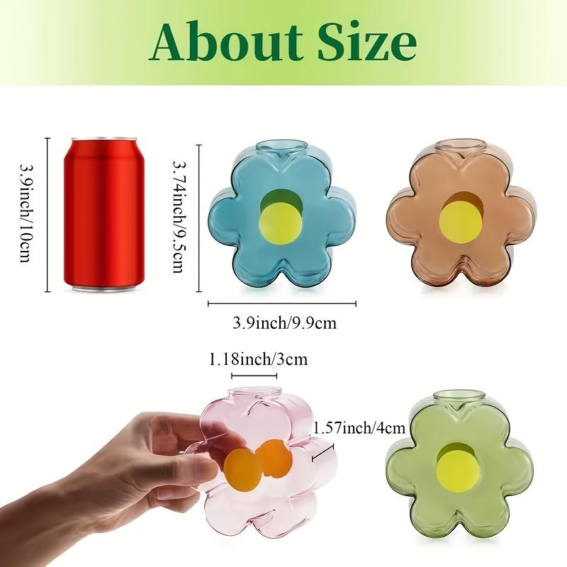 1pc Flower Glass Vase, Creative Flower-Shaped Glass Hydroponic Vase, Transparent Colorful Flower Arranger For Table Decoration