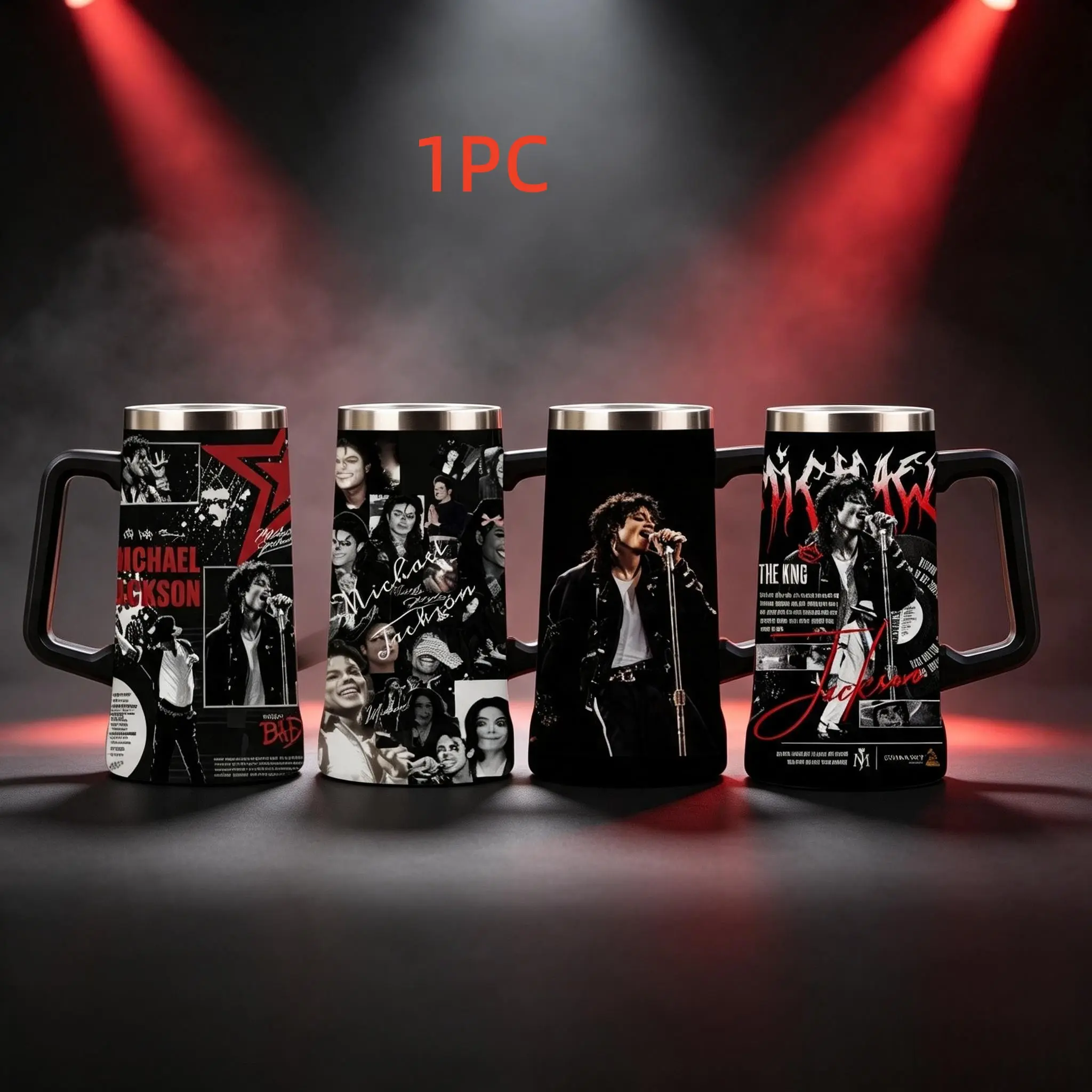 1pc 24oz 710ml Michael Jackson Stainless Steel Tumbler With Handle, Leakproof Insulated Tumbler, Insulated Water Cup For Office Work Outdoor Camping Gym Sports, Holiday Gift For Valentine's Day, Father's Day, Mother's Day, Christmas, Music Fan Present