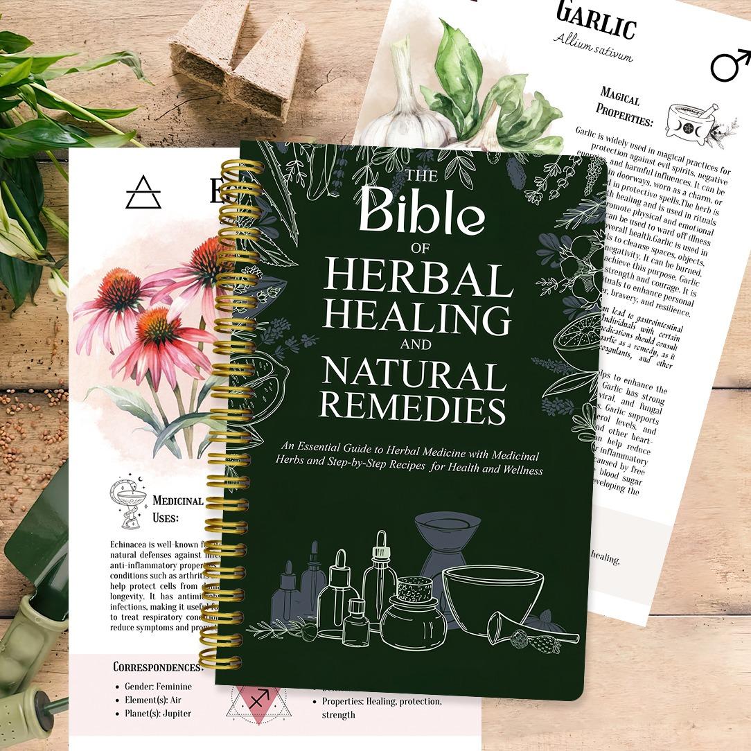 Herbal Bible Cooking Manual, with Illustrated Herbal Guide and Medicinal Plant Recipes - 5.5x8.5 Inch Natural Therapy Notebook, Suitable for Cooking Enthusiasts, Aromatherapy, and Holistic Health
