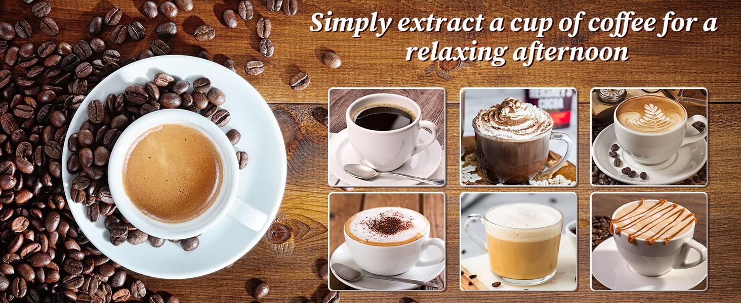 Espresso Coffee Maker Machine, 20 BAR Professional Espresso Maker with Milk Frother Steam Wand, 40-1/2 Oz Removable Water Tank, PCB Temperature Control, Compact Coffee Machine for Cappuccino, Latte,1350W