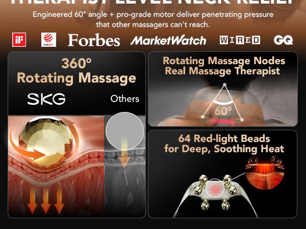 SKG Neck Massager with Heat – Deep Tissue Shiatsu, Cordless & Portable, Pain Relief for Neck & Shoulders – The Perfect Gift