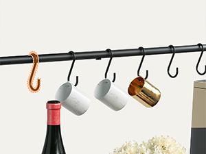 Rack with Power Outlet, Kitchen Storage Shelf with 6 Hooks, Microwave Stand with Storage, 4-Tier Coffee Bar Station, for Kitchen, Dining Room, Rustic Brown and Black BRHR351E01