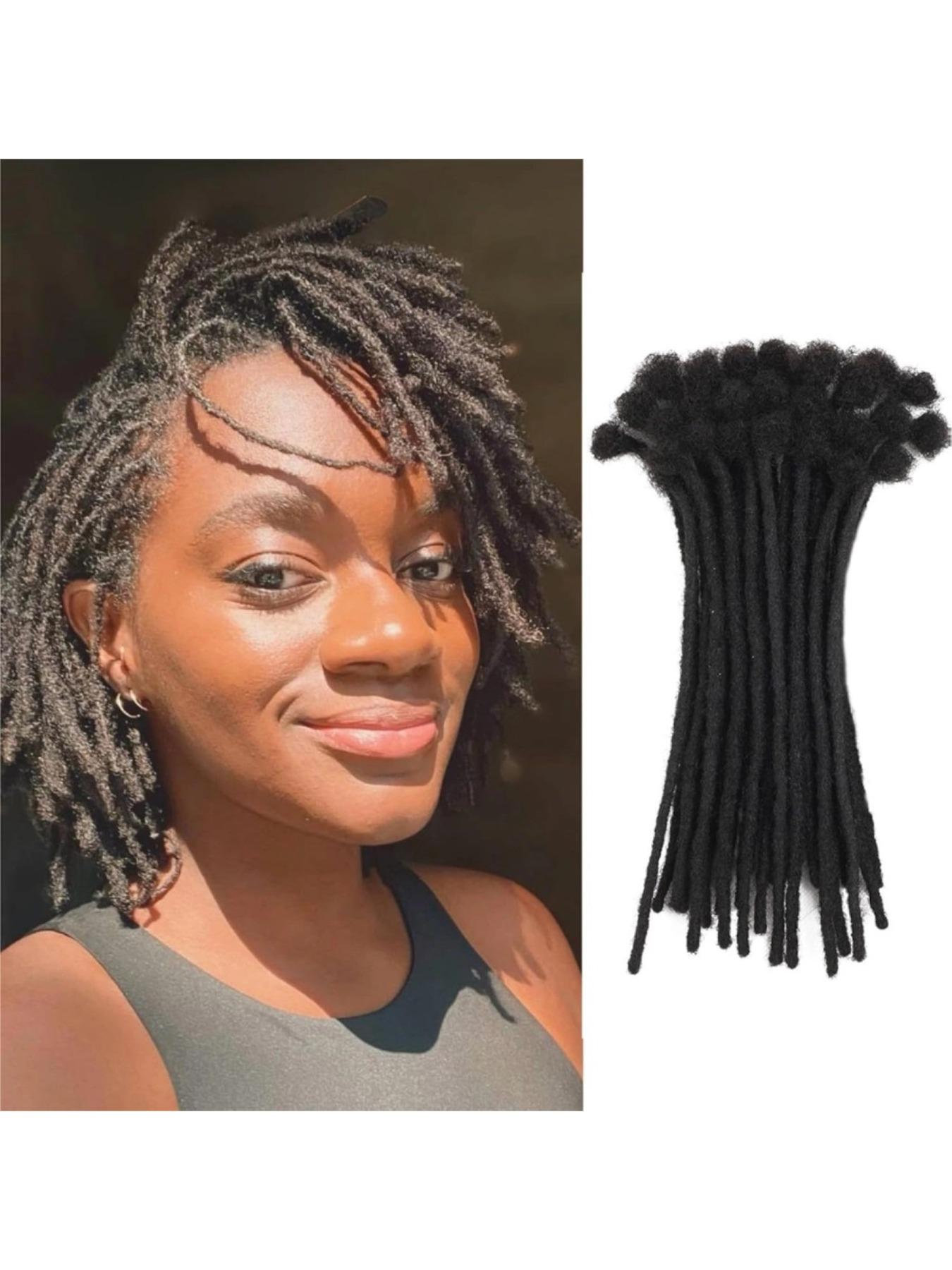 Human Hair Dreadlock Extensions Full Handmade Dreads Extensions Loc Extensions for Women/Men Can Be Dyed Curled Bleached (4-16 Inch 0.6cm 10-100 Strands)