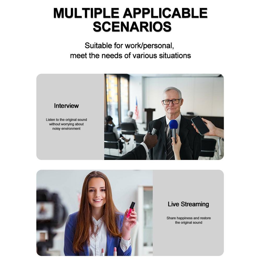 Wireless lavalier microphone (with velvet microphone cover) suitable for IOS or Android black mini professional noise cancelling microphone, mobile live streaming, suitable for outdoor video logs, travel TikTok and adventure vlogs, noise cancelling microp