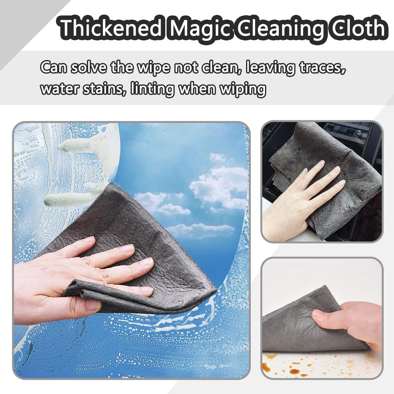 10 Pcs Lint Free Cloth,Reusable Microfiber Cleaning Rag for Windows,Mirror,Glass,Car,Gray，Thickened Magic Cleaning Cloth