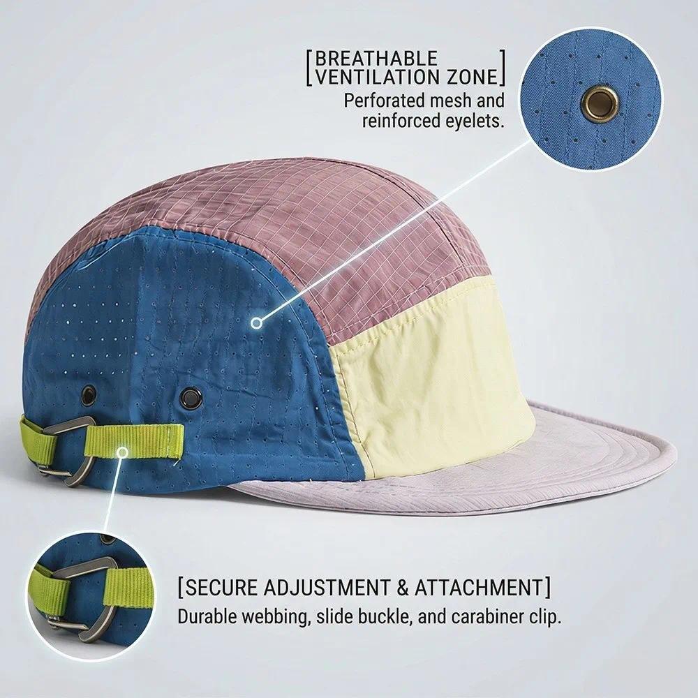 5-panel Men Baseball Caps Color Matching Lightweight Quick Drying Cap Breathable Sun Protection Duck Tongue Cap