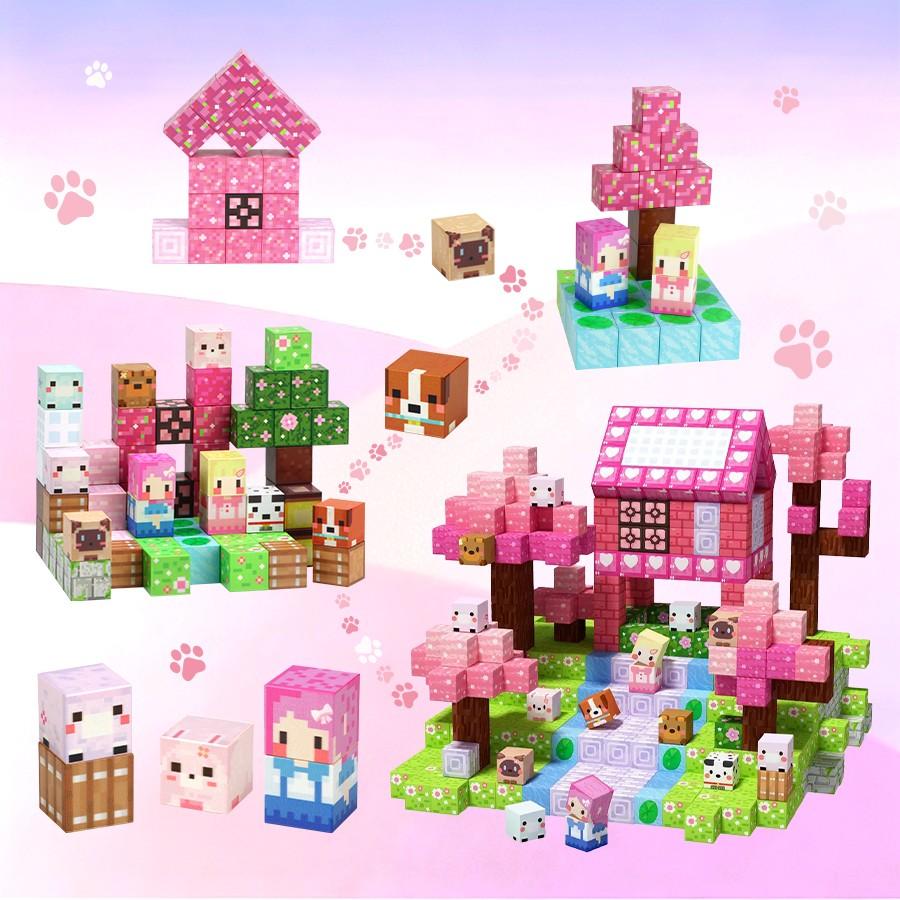 100 Pieces Magnetic Building Blocks Set, Princess Castle Stem Educational Toy, Creative Gift for Kids Aged 3+, Adult Fun Puzzle