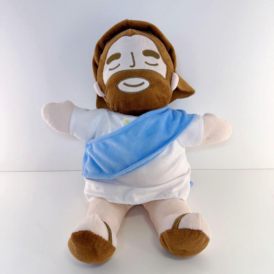 2026 New Children Music Soothing Breathing Doll Jesus Plush Toy Sleep Companion Toy Sound and Light Doll Holiday Gifts for Kids