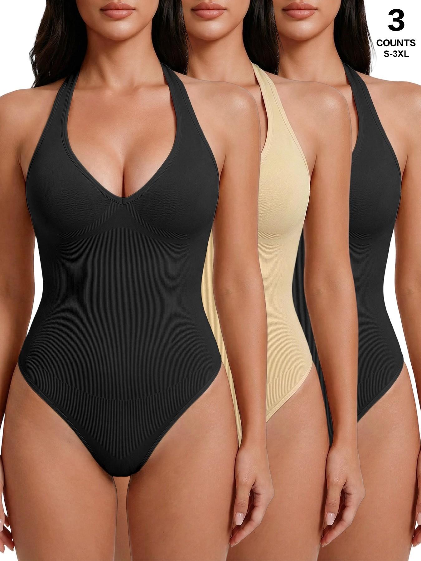 Women's Sexy Chic Halter Seamless Bodysuit Underwear Going Out Backless Tank Top Sleeveless Thong Body Suits Summer Outfits