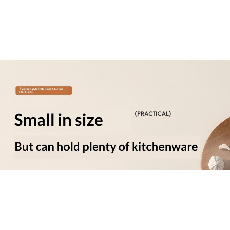 1pc New Vintage Chinese Style Wooden Knife Block - Countertop All-in-One Organizer for Knives, Cutting Boards & Chopsticks! Sturdy Solid Wood Holder, Space-Saving Design, Stylish Kitchen Storage Rack for Home Use