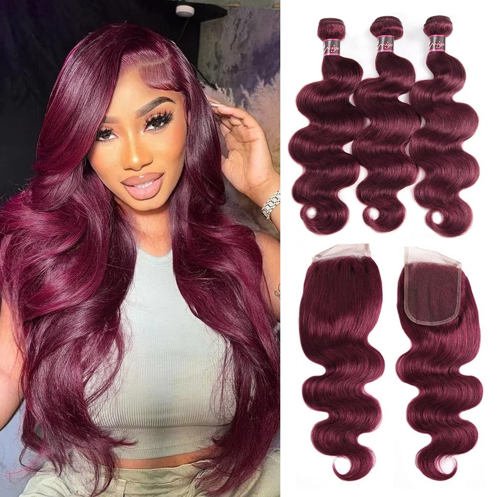 Uwigs FB 30 Highlight Body Wave Bundles With 4×4 Closure Colored Human Hair Weave Hair Extensions For Women