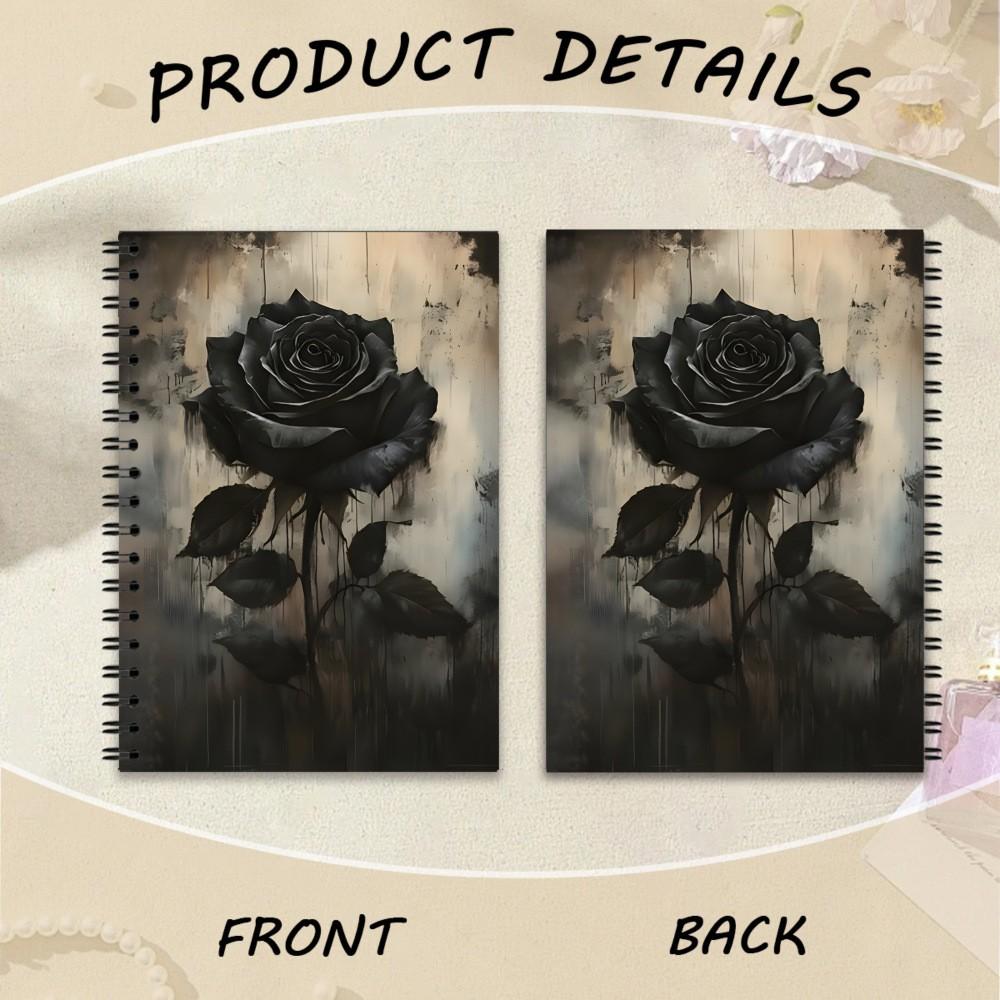 New Bestselling A5 Gothic Floral Notebook, Sketchbook, Spiral Coil Journal, Memo Pad, Writing Book, Ideal for Notes and Drawings