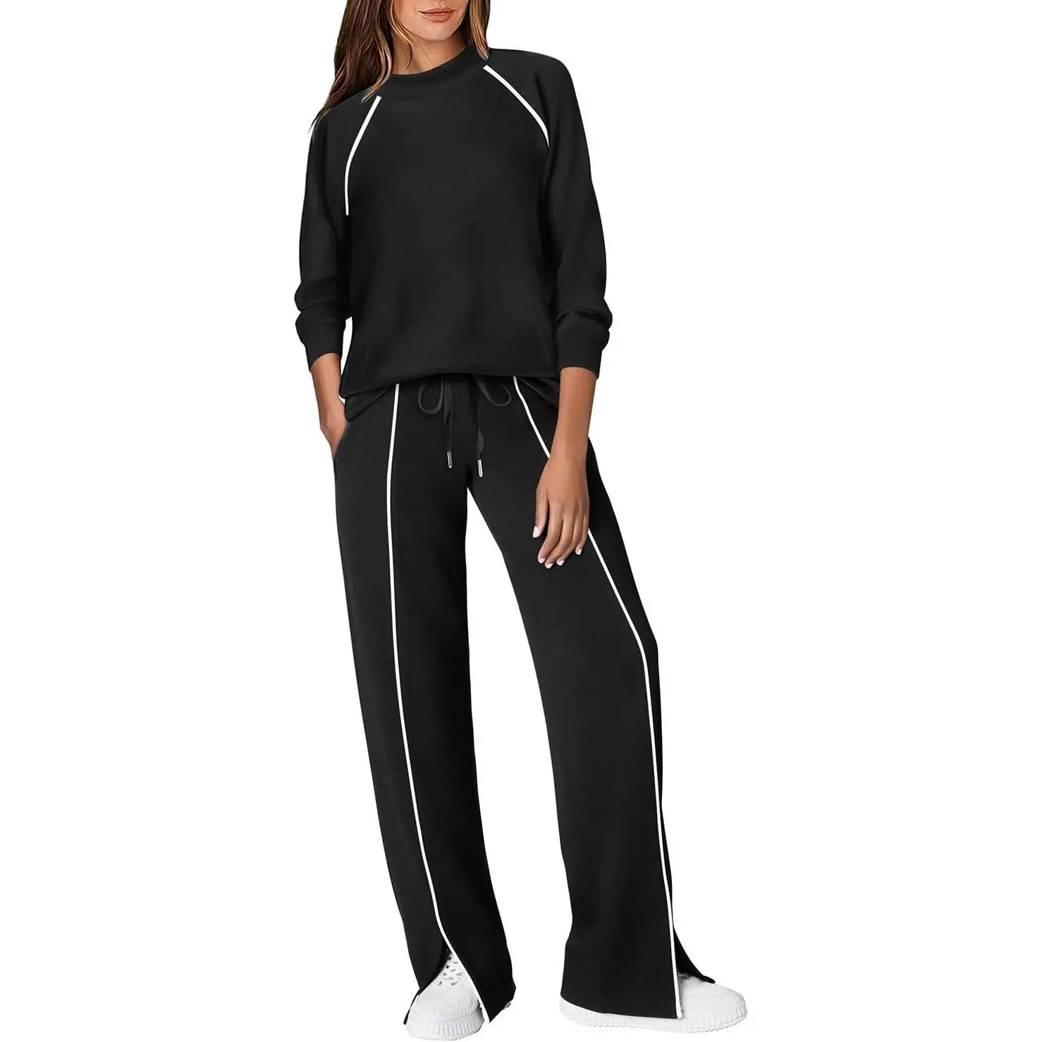 2 Piece Sets for Women Airport Travel Outfits Track Suits Sweat Sets Mock Neck Lounge Sets Fall Fashion Clothes