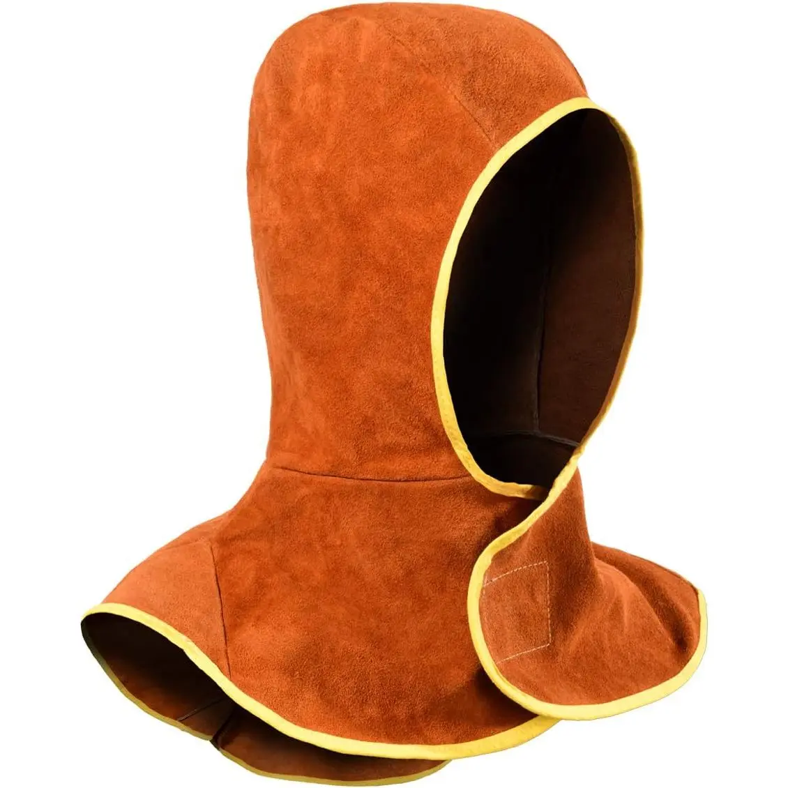 Welding Hood, Leather Welder Cap with Neck Shoulder Drape, Full Cover Cowhide Leather, FR Aramid Thread Stitched, Heat Spark Proof Cotton Lining, One Size Fits Most, DIY Repair