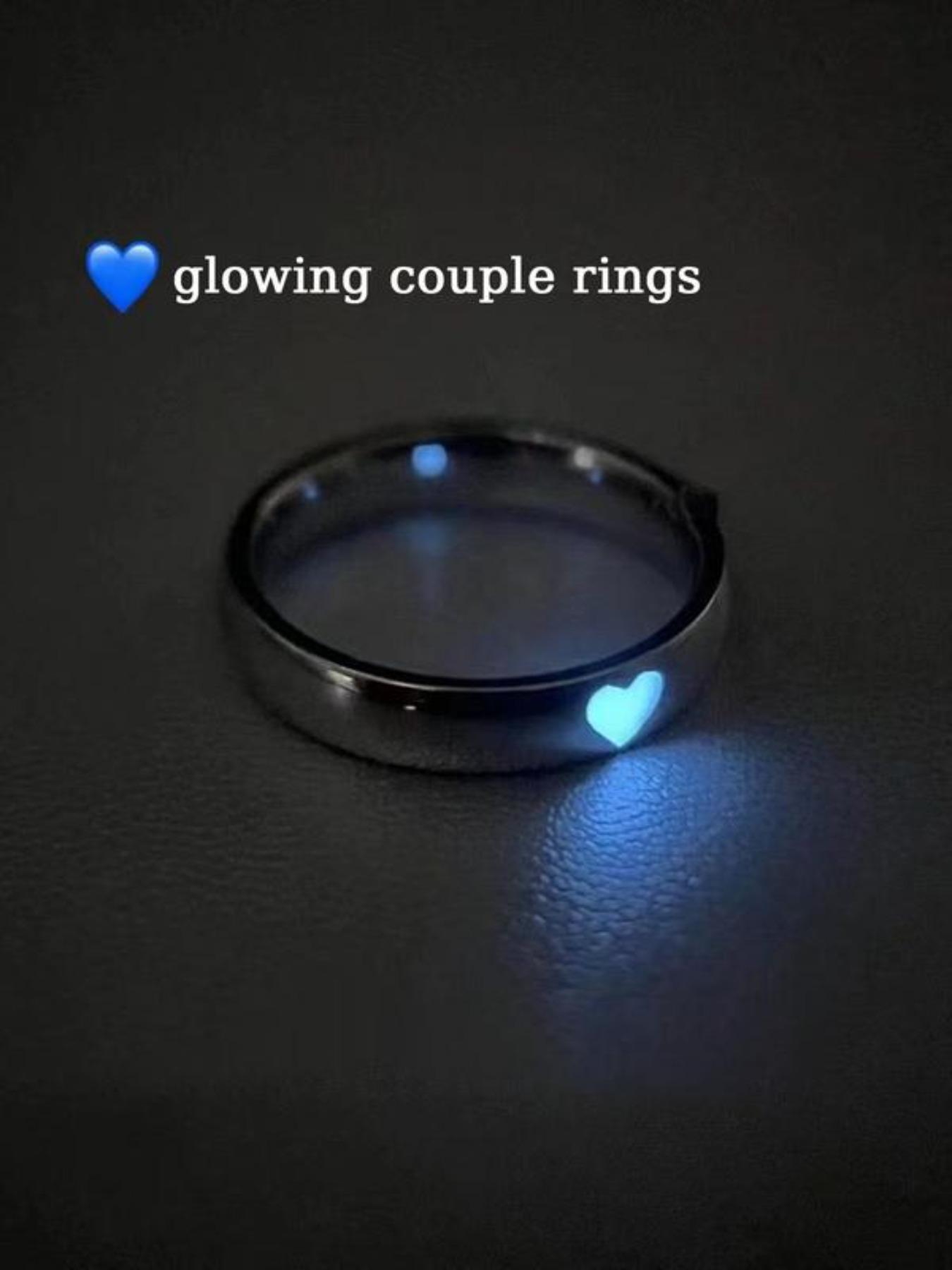 Luminous Love Couple Rings, Luminous Promise Rings, Adjustable Couple Rings, Suitable for Couples, Wedding Anniversary, Christmas, Valentine's Day Gifts for Boyfriends and Girlfriends, Wedding Promise Gifts to Light Up Romantic Night, Gift Jewelry