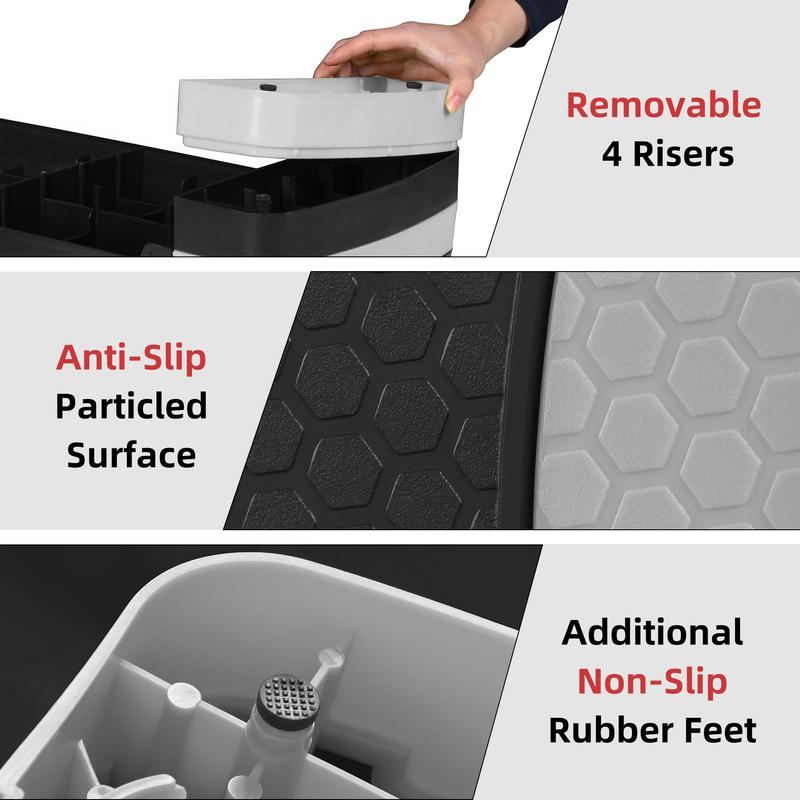 ZENY 30'' Adjustable Workout Aerobic Step Platform W/4 Risers 4’’- 6’’- 8’’, Exercise Stepper Non-Slip, Gray