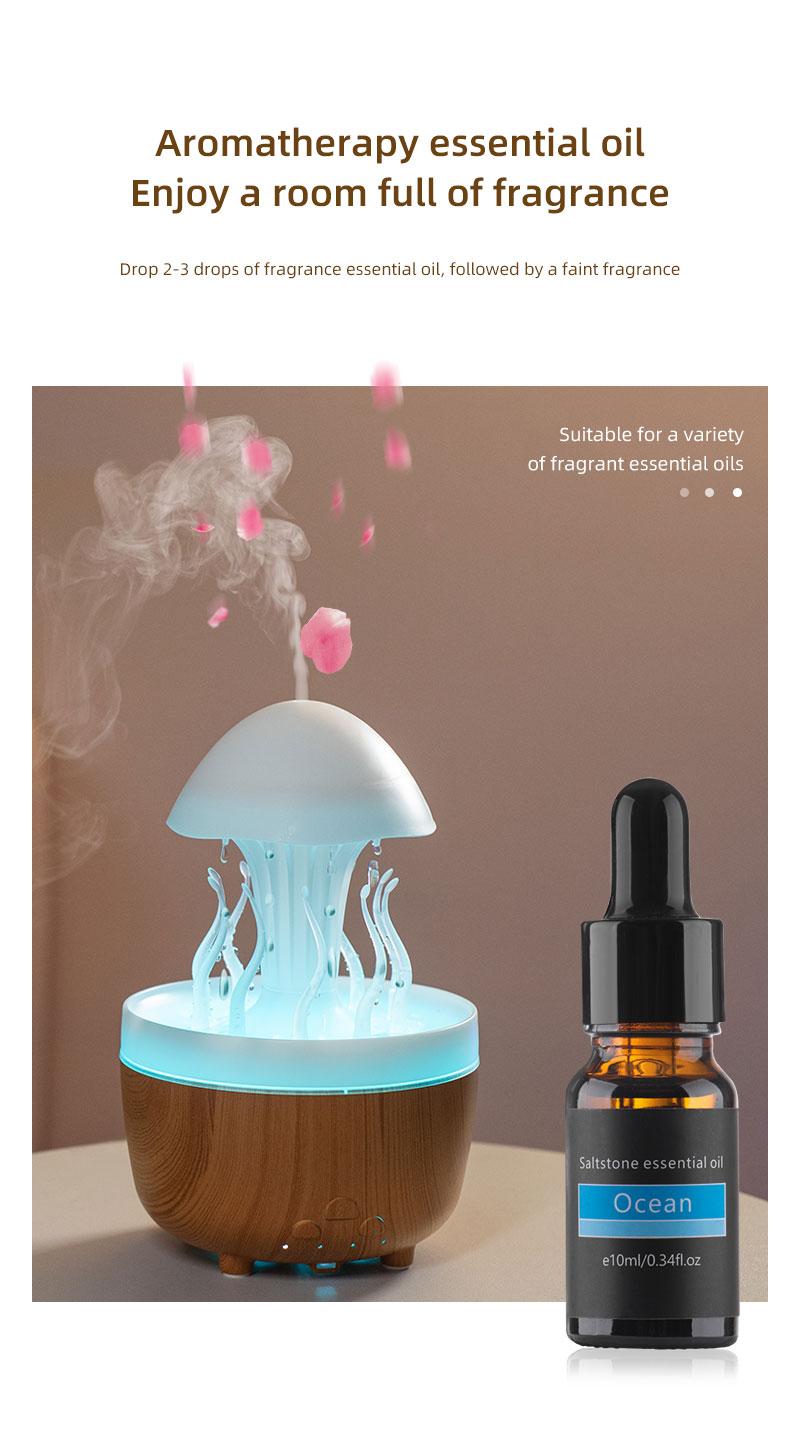 Rotating raindrop aromatherapy machine household colorful night light desktop mushroom water grass air humidifier with remote control diffuser