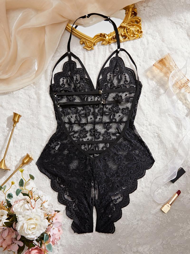 Women's Solid Color Sexy Lace Body Suit Lingerie Bodysuit, Fashion Comfy Breathable Lingerie for Daily Wear, Women's Lingerie for All Seasons