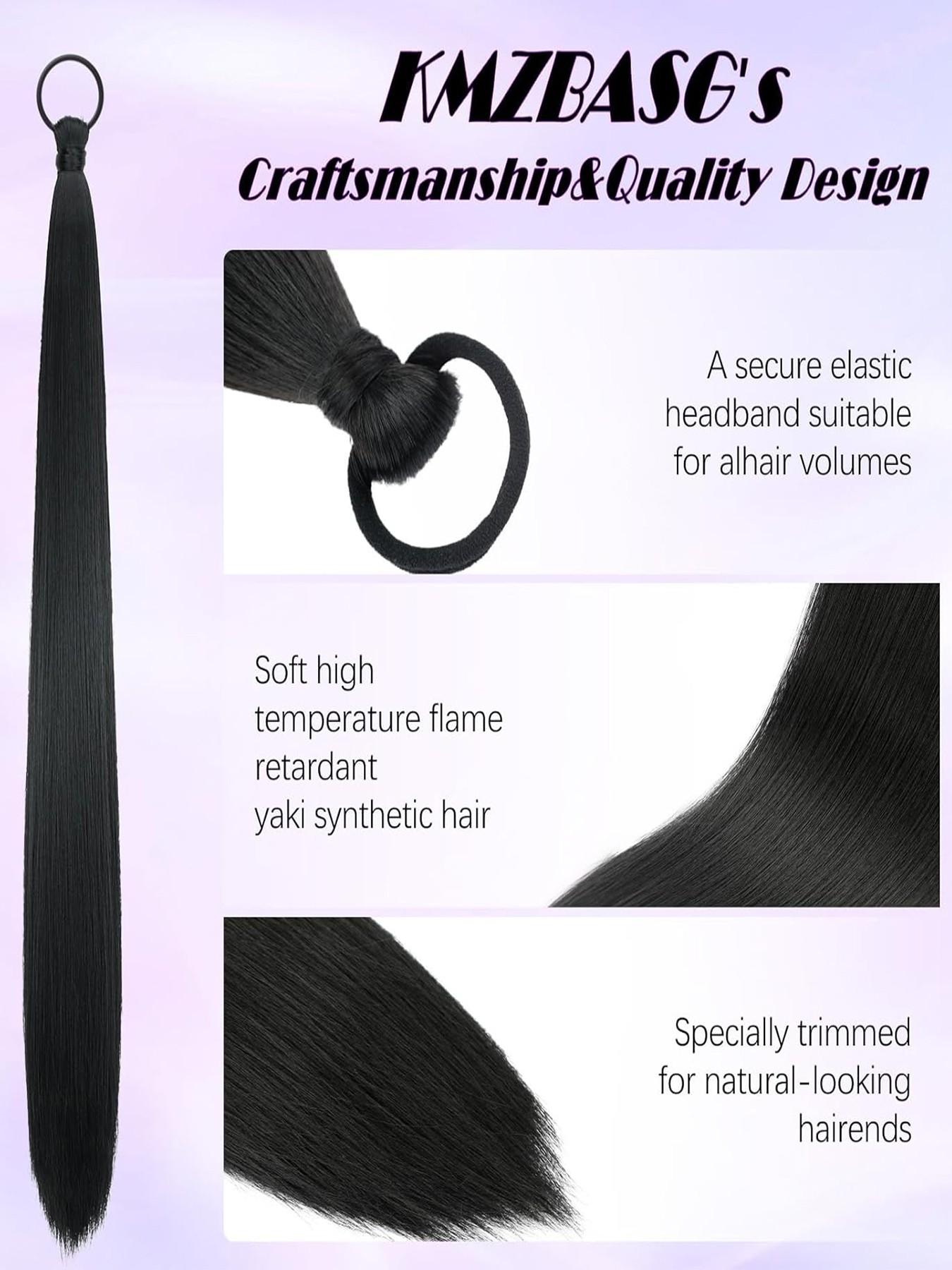 26 Inch Braid Ponytail Extension 2-Pack - Straight Sleek Wrap-Around Synthetic Hairpiece with Elastic Tie for Women, Perfect for Holiday Parties, Synthetic Extensions, Straight Synthetic Hairpieces