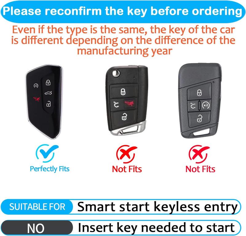 for VW Atlas Key Fob Cover Premium TPU Car Remote Case Holder Keychain Compatible for Volkswagen ID4 MK8 Golf GTI 2025 2024 -Black White