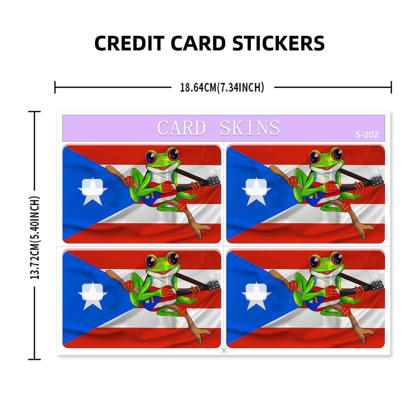 Frog Design Credit Card Skin Sticker, 4 Counts/Set Thin Waterproof & Scratch Resistant Credit Card Decal, Personalized Bank Card Decorative Sticker