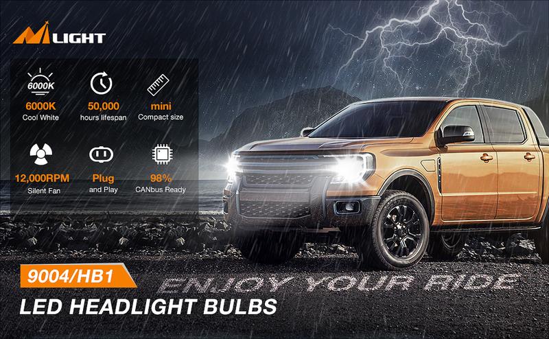 Nilight 9004/HB1 LED Headlight Bulbs E20 Series 50W 10000LM 6000K IP67 | 2 BULBS Nilight 9004/HB1 LED Headlight Bulbs E20 Series 50W 10000LM 6000K IP67 | 2 BULBS