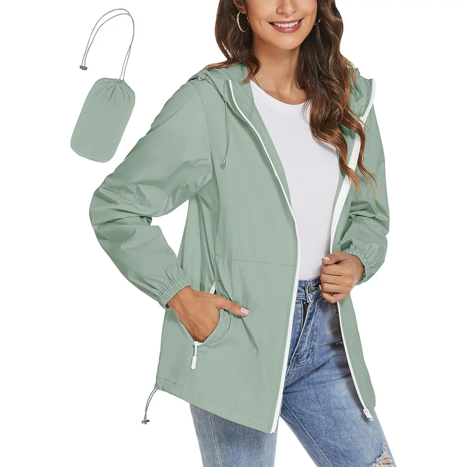 Womens Rain Jackets Waterproof Windbreaker Jackets lightweight Portable Rain Coat