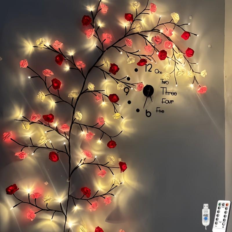 144LED Romantic Rose Branch String Lights USB Powered with 8 Lighting Modes, Warm Rose Vine DIY Decor Lamp for Bedroom Window Wedding Valentine Party, Perfect Mother's Day Gift for Mom Wife Girlfriend, Decorative Led Light