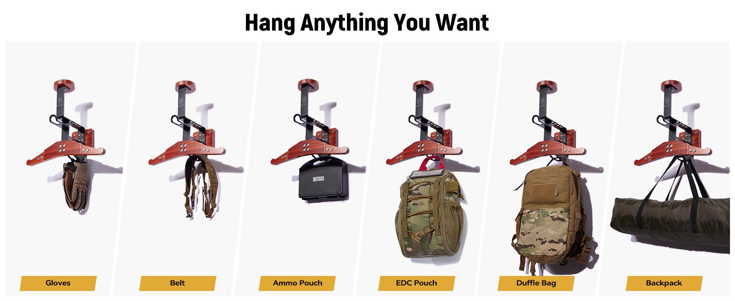 OneTigris 130lbs Adjustable Heavy-Duty Gear Wall Mount Organizer for Football, Cycling, Skiing, Upgraded Hook &  Wider Reinforced Iron Frame, Wall Racks