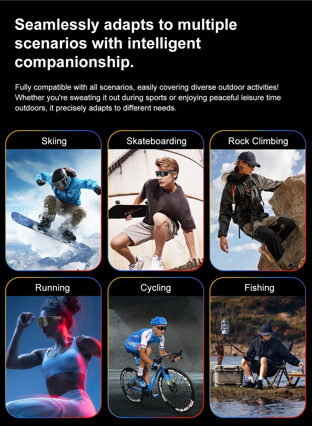 Multifunctional video camera smart sunglasses, Sunglasses with camera, 8MP lens for first-person perspective shooting, one-click recording, AI voice interaction translation and recognition, Bluetooth calling 290mAh large capacity battery