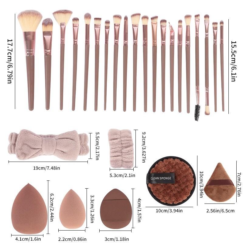 40-Piece Makeup Set, Skin-Friendly Powder Puffs & Brushes, Flocked Beauty Blenders, Headbands, Cleansing Sponges, Full Collection