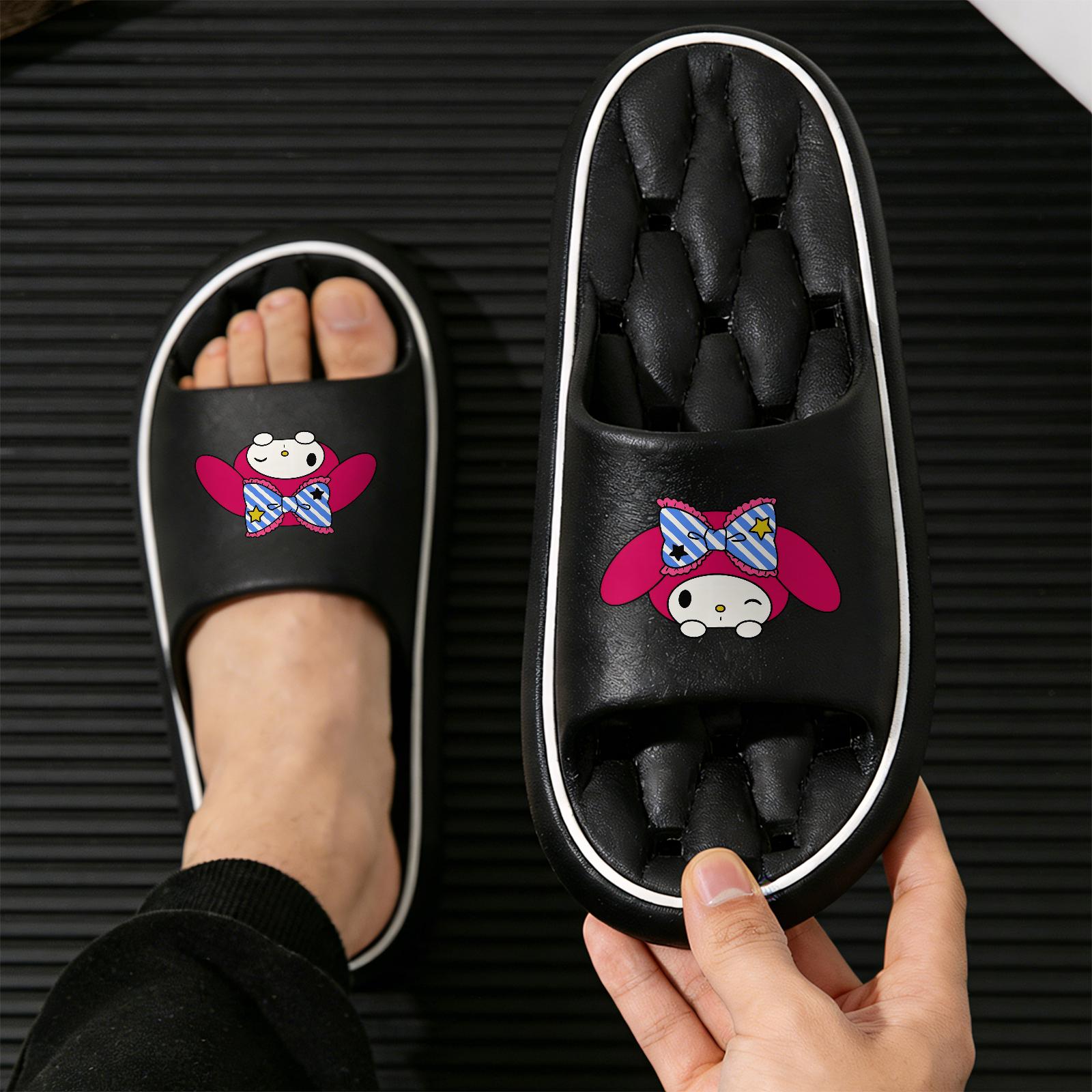 Cartoon My Melody Slippers, Soft Sole Comfortable Indoor Slippers, Girls' Heart Bow Star Pattern Slippers, Non-slip and Wear-resistant Bathroom Shower Slippers, All-season Universal Closed-toe Slip