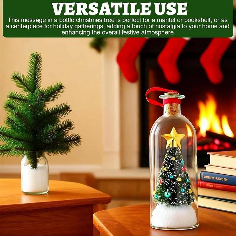 2027 Christmas Message in A Bottle Tree Recordable Snow Globe Forever Voice Ornament Playback Cork Glass Sentimental Gift Personalized Winter Vial Greeting Festival Party New Year Card Idea Handmade Christmas Decor