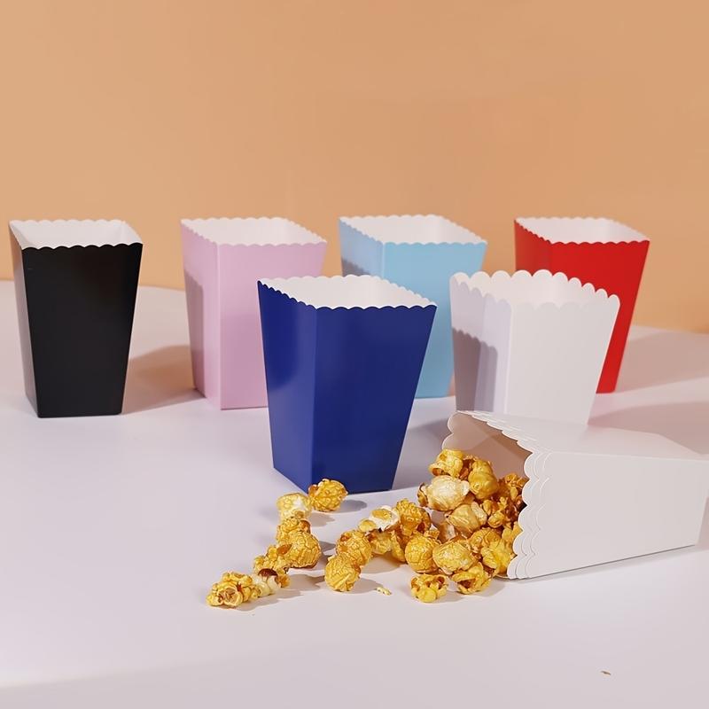 6 Foldable Popcorn Cups, Portable Popcorn Box, Paper Popcorn Bucket, Carnival Movie Popcorn Supplies, Christmas Party Snack Cups, Disposable Cups
