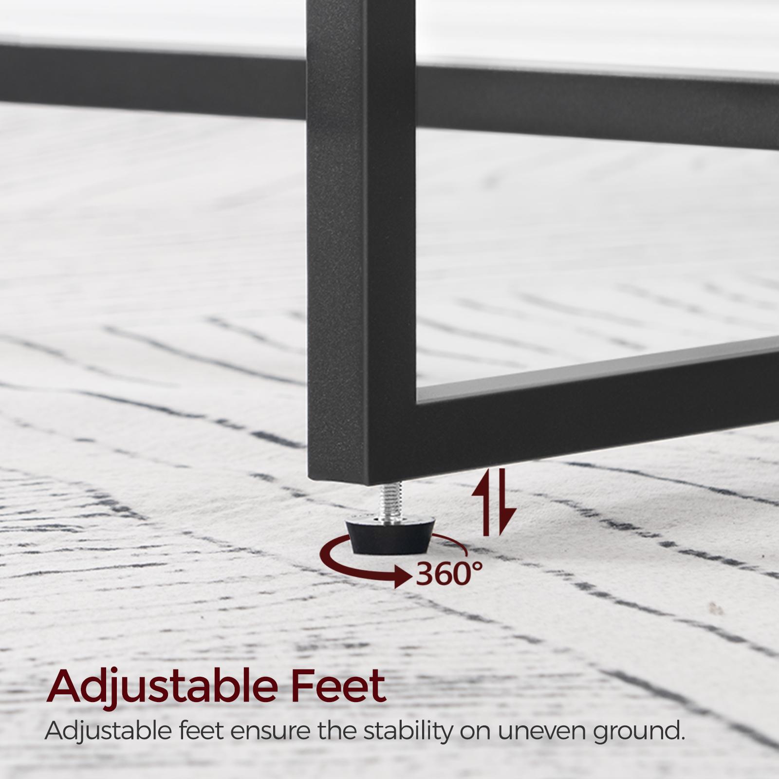 MAHANCRIS 2 Tier Console Table, with Hourglass-Shaped Frames, Adjustable Feet, for Entrance, Living Room, Hallway, Rustic Brown Modern Furniture