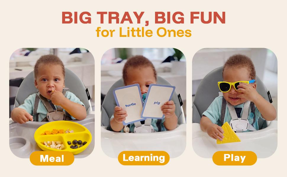 HARPPA 6-in-1 Foldable Baby High Chair, Baby Fedding Chair & Rocking Chair, Adjustable Heights, Booster Seat With 5-Point Safety Harness & Removable Tray, Easy to Clean, Baby Items, Toddler Christmas Gifts