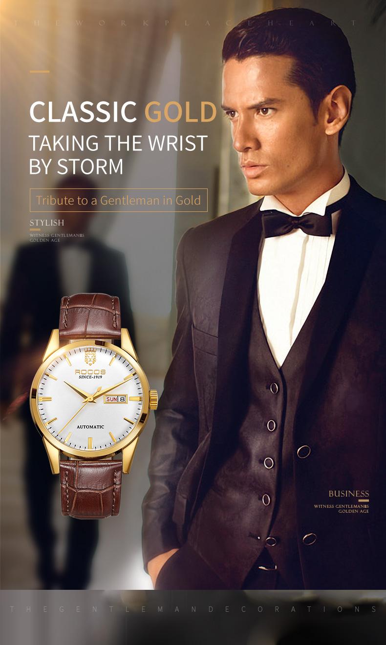 ROCOS Luxury Fully Automatic Mechanical Watch | High-End Stylish Design, Waterproof & Durable, Men's Minimalist Elegance, Showcasing Exceptional Taste