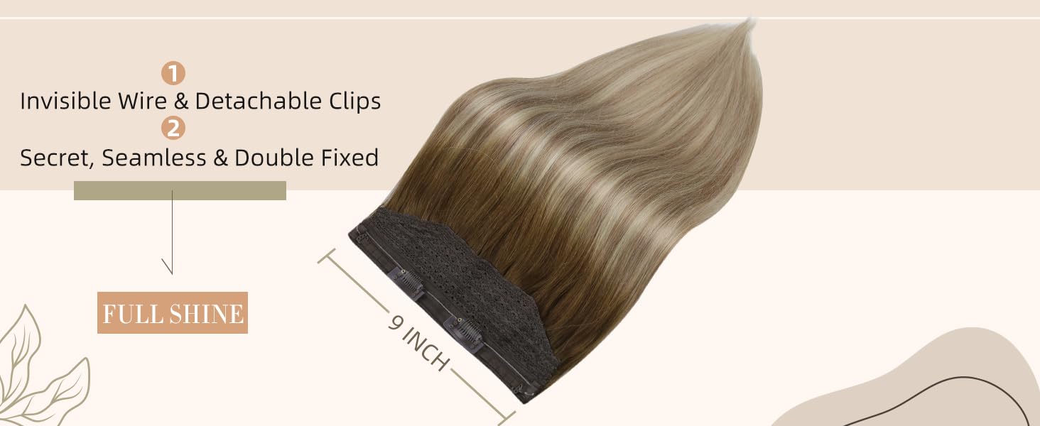 Full Shine Wire Weft Hair Extensions Human Hair Invisible Fishing Wire Adjustable #TikTokShopBlackFriday