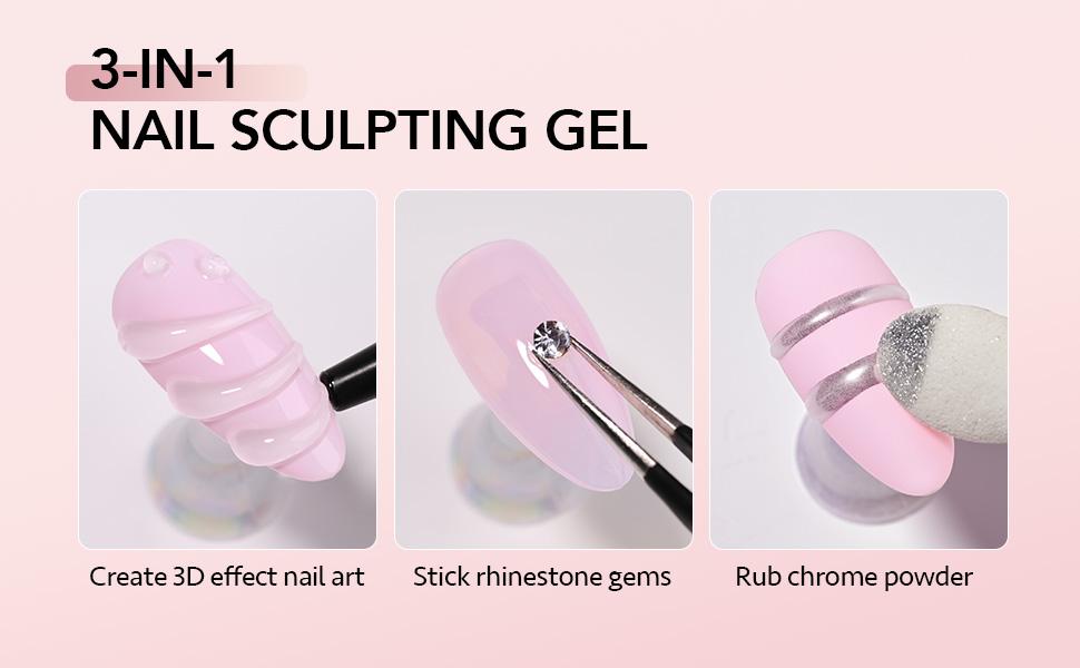 GAOY 3D Nail Gel, 15g Clear Sculpting Gel for Carving, Molding and Painting Nail Art Designs, Nail Glue for Rhinestone Gems Decoration