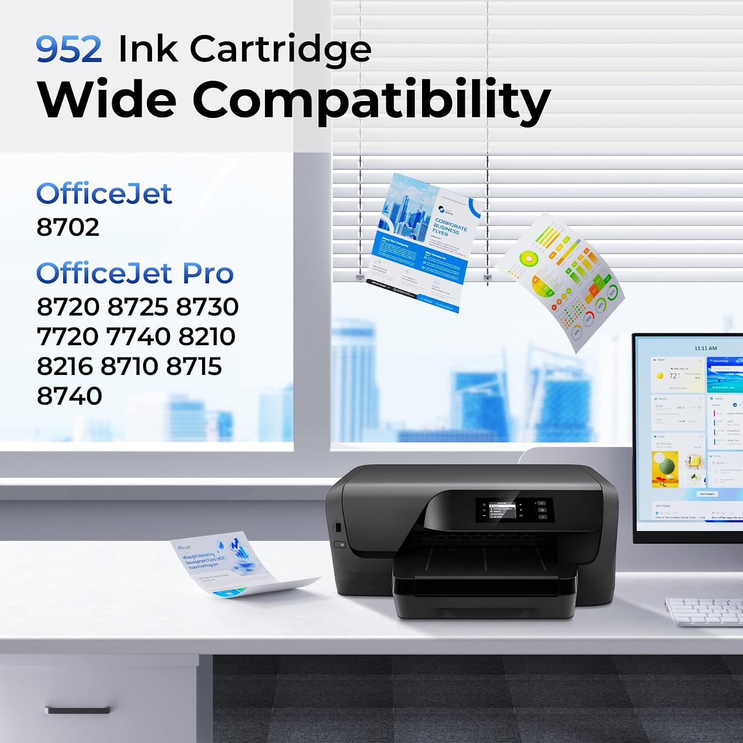 952 Black High-Yield Compatible Ink Cartridge (900 Pages), for OfficeJet 8702, OfficeJet Pro 7720, 7740, 8210, 8216, 8710, 8715, 8720, 8725, 8730, 8740 Printers (1 Pack)