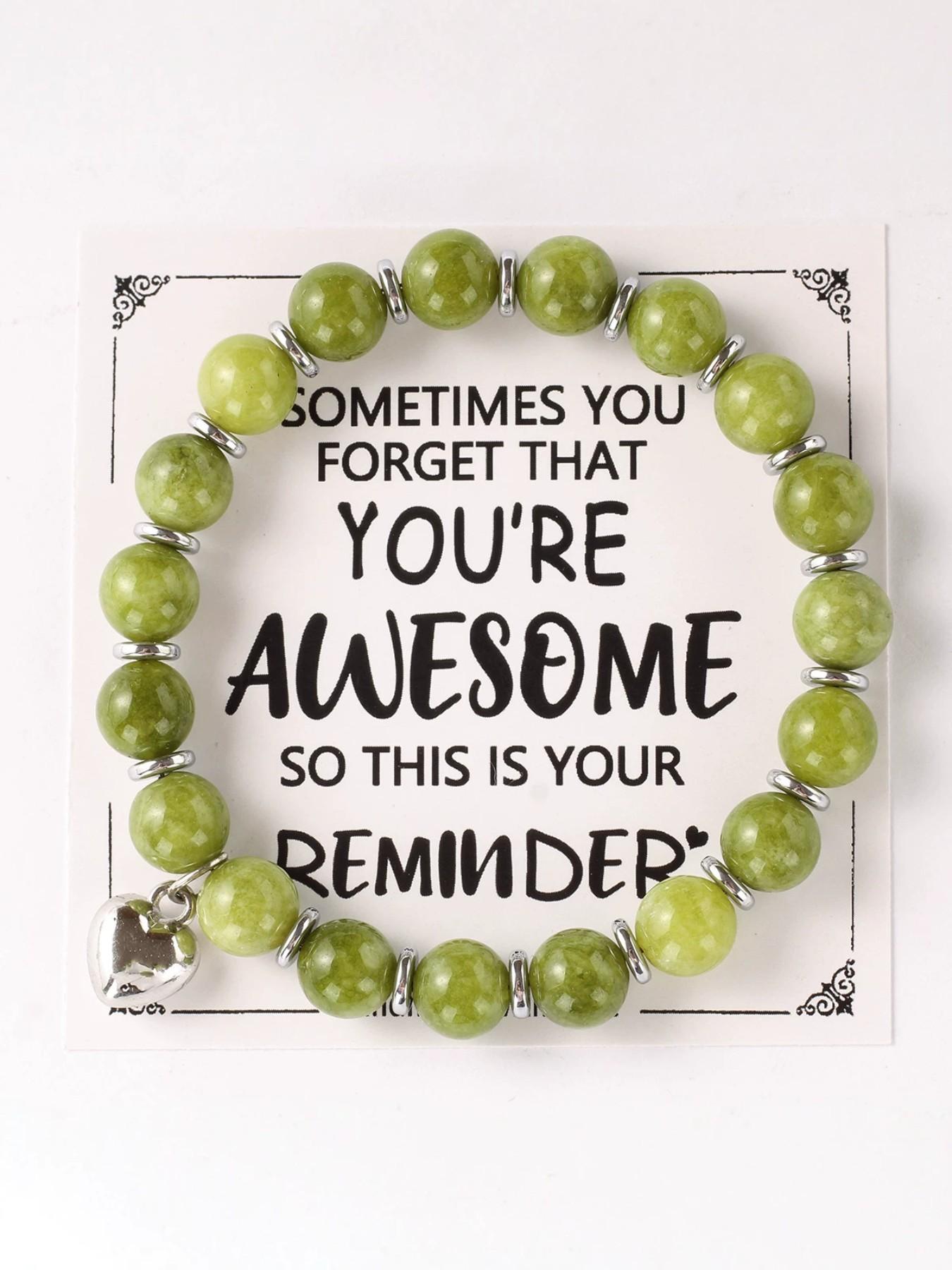 Natural Agate Heart Bracelet, Healing Encouragement Style, Inspirational Card Design, Best Friend Gift, Graduation Encouragement Jewelry