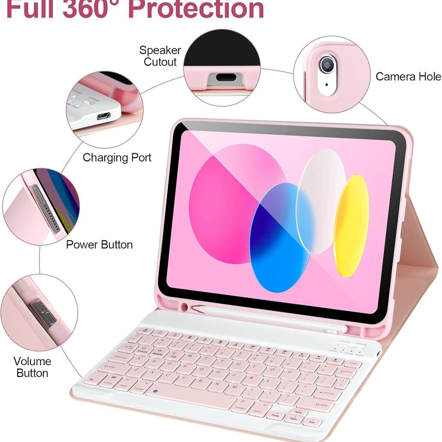 iPad 11th Gen A16 11-Inch Keyboard Case, Bluetooth-compatible Mouse Combo, Women's Design, Apple Pencil Holder, 2022 Model