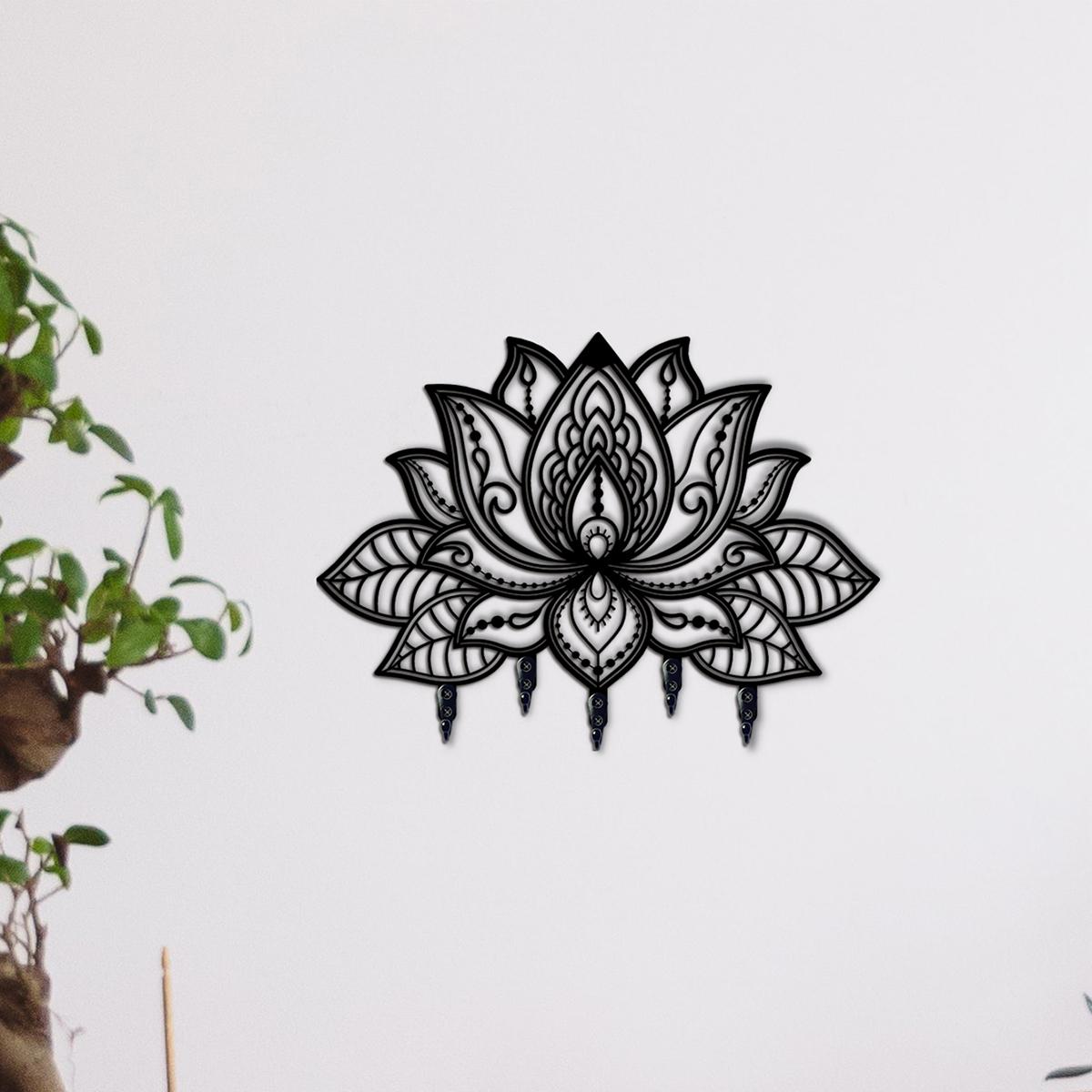 Boho Flower Design Wall Hook, 1 Count Metal Multifunctional Key Hanging Hook, Creative Home Organizer for Indoor Home Wall Decoration, Wall Mounted Organizer